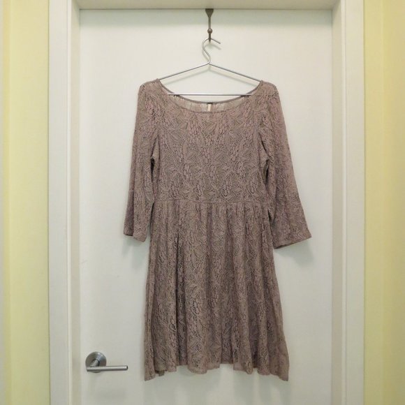 FREE PEOPLE grey lace midi dress S 4/6 - Picture 1 of 5